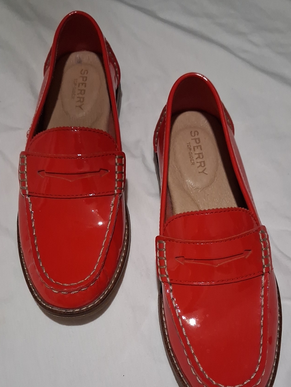 Sperry Women's Bright Red Patent Penny Loafers Size 6